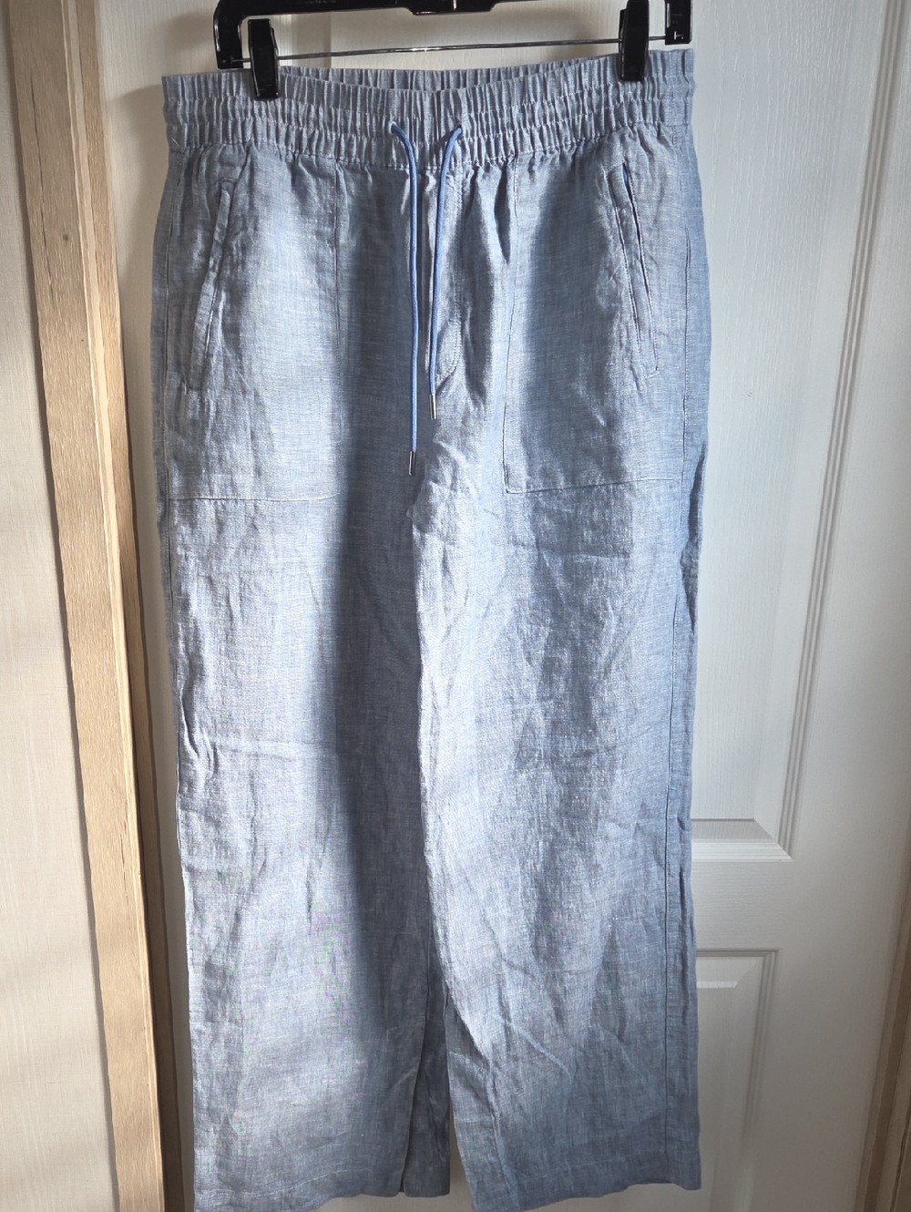 Athleta Light Blue Wide-Leg Linen Pants